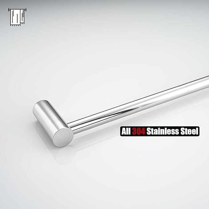 JQK Towel Bar Chrome, 14.5 Inch 304 Stainless Steel Thicken 0.8mm Towel Rack Bathroom Wall Mount, Useable Length 12 Inch, TB610L12-CH