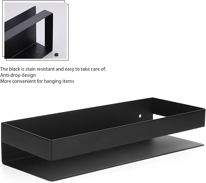 Matte Black Stainless Steel Bathroom Shelf 30cm, Durable Storage Rack for Kitchen and Home - Waterproof SUS 304 Material, Space Saving Organizer