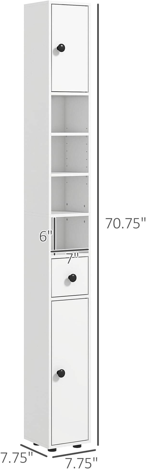 Slim Tall Bathroom Floor Storage Cabinet for Small Bathrooms White
