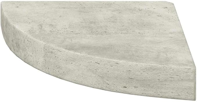 Wall Corner Shelf Set of 2, Small Triangular Floating Shelves for Living Room Bedroom, Modern Concrete Grey MDF Display Storage for Books and Decor