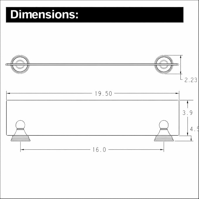 Moen DN8490CH Preston Collection 19.5-Inch Wide x 4-Inch Deep Decorative Glass Bathroom Vanity Shelf, Chrome