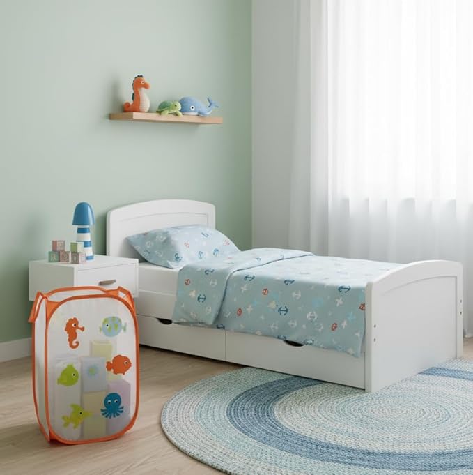 Sea Animal Mesh Laundry Collapsible Hamper Basket for Kids – Large Capacity, Fun Ocean Design, Easy Storage & Transport