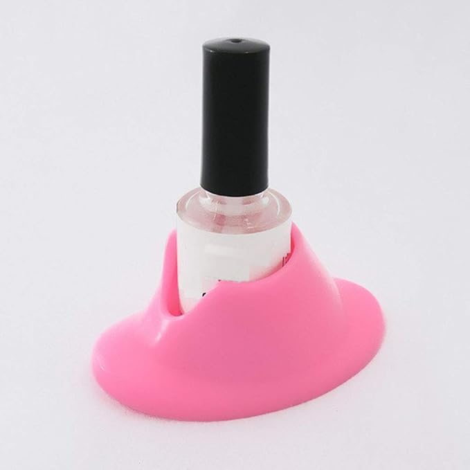 4Pcs Soft Rubber Nail Polish Bottle Base Holder Support Stand Nail Art Organizer Display Manicure Tools for Nail Art Design Painting Salon DIY, White and Pink