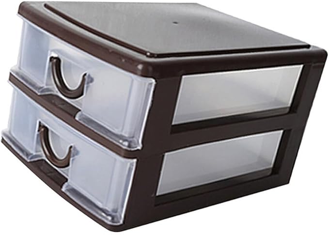 Cabilock 2layer Transparent Plastic Drawer Storage Box for Office and Home Multifunctional Organizer for Cosmetics Office Supplies and Sundries Creative Desktop Holder