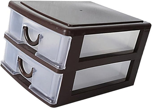 Cabilock 2layer Transparent Plastic Drawer Storage Box for Office and Home Multifunctional Organizer for Cosmetics Office Supplies and Sundries Creative Desktop Holder