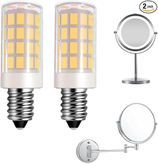 LED Makeup Mirror Bulb Replacement Mirror for Cosmetic Vanity Makeup Mirror with Single Double Sided Lighted Magnification,4W Equivalent to 40W Incandescent Bulb (2-Pack Warm White)