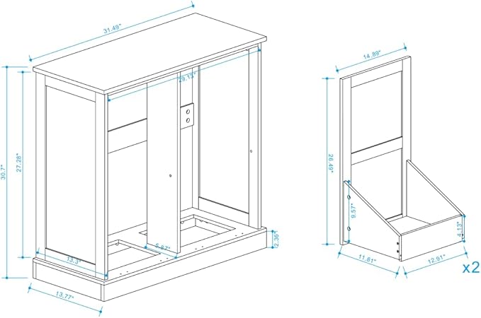 Locsear Laundry Hamper Cabinet with Removable Basket, Double Tilt Out Laundry Hamper, Wood Bathroom Storage, Free Standing Home Organizer, White