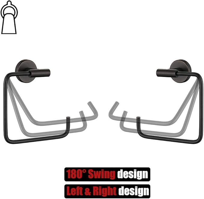 JQK Towel Ring Oil Rubbed Bronze, Stainless Steel Square Ring Towel Holder for Bathroom, 6 Inch ORB Wall Mount, TR140-ORB