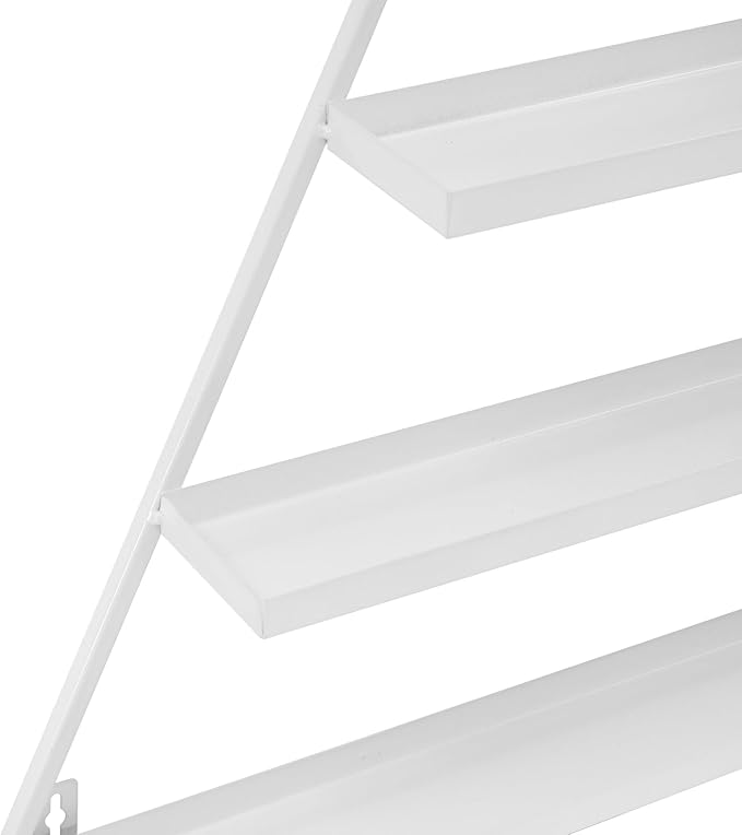 Metal Wall-Mounted Nail Polish Storage Racks,5 Tiers Triangular Nail Polish Organizer Wall,Cosmetic Display Perfume Holder Lipstick Wall Shelf for Nail Salon Shop Home (White)