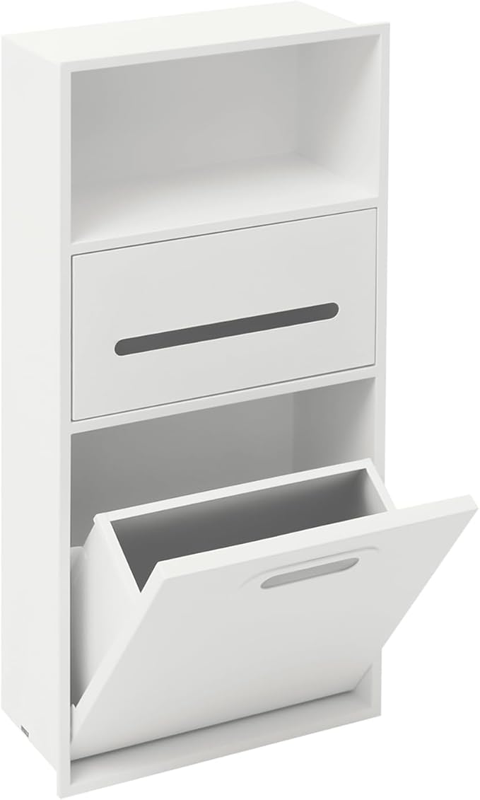 Hollow Furnishings Stainless Steel Recessed Storage Cabinet for Bathroom - Space-Saving Wall-Mounted Design, Rust-Resistant, Easy Install (White, 66 * 14 * 30cm)