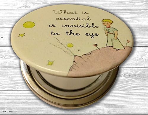 The Little Prince Compact Functional Round Mirror, 2.8"L x 2.8"W, White, Tabletop Mount