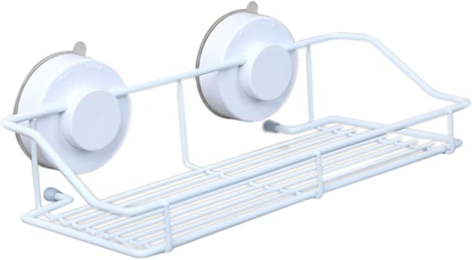 VALICLUD Wall Mounted Bathroom Shelf with Suction Cup Organizer for Bathroom Kitchen and Toilet Space Saving White Storage Rack