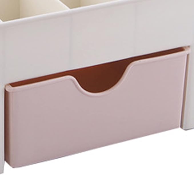 Cosmetics Makeup Organizer, Large Capacity Organizers, 6 Compartments Make Up Organizers and Storage with Drawers, Makeup Organizer for Vanity for Makeup Brush, Nail Polish and Beauty Supplies(Pink)