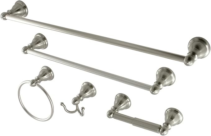 Kingston Brass BAHK5112478SN Santa Fe 5-Piece 18-Inch and 24-Inch Towel Bars Bathroom Accessory Set in Brushed Nickel