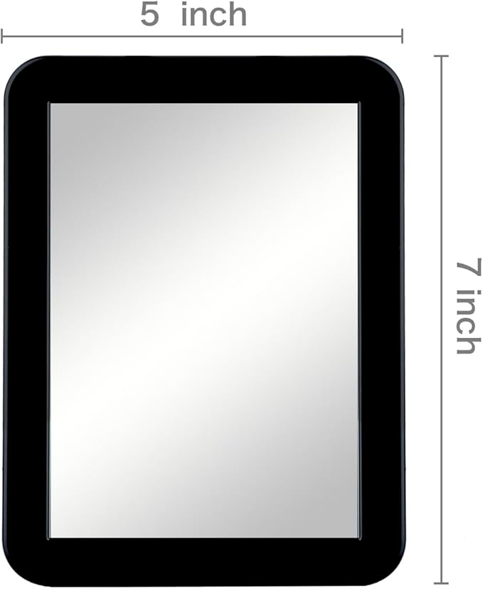 ARTLYMERS Magnetic Locker Mirror, 5x7 Real Glass Small Mirrors for Locker with Magnetic Backing, for School Locker, Bathroom, Household Refrigerator, Locker Accessory (Black)