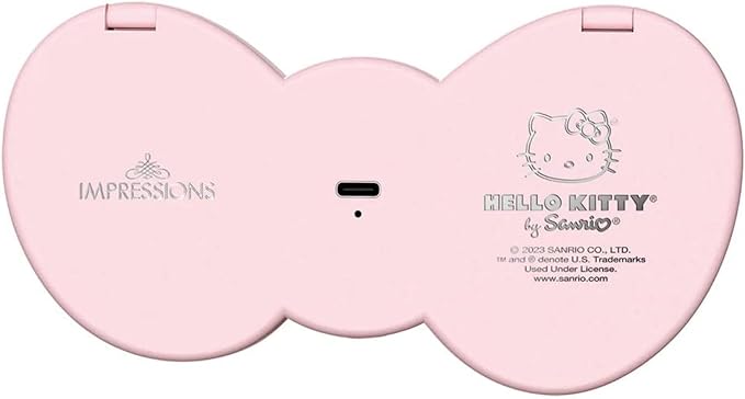 Impressions Vanity Hello Kitty Bow LED Compact Mirror, Double Sided Cute Travel Makeup Mirror, Soft Touch Button with Slide Down Auto Shut Off (Large)