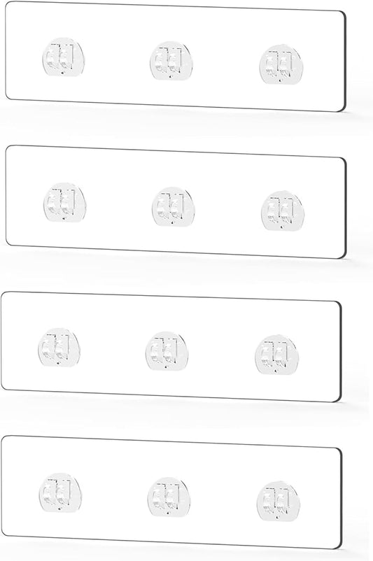 4 Packs Shower Caddy Adhesive Replacement, Strong Adhesive Hooks for Shower Caddy Kitchen Racks, No Drilling Transparent