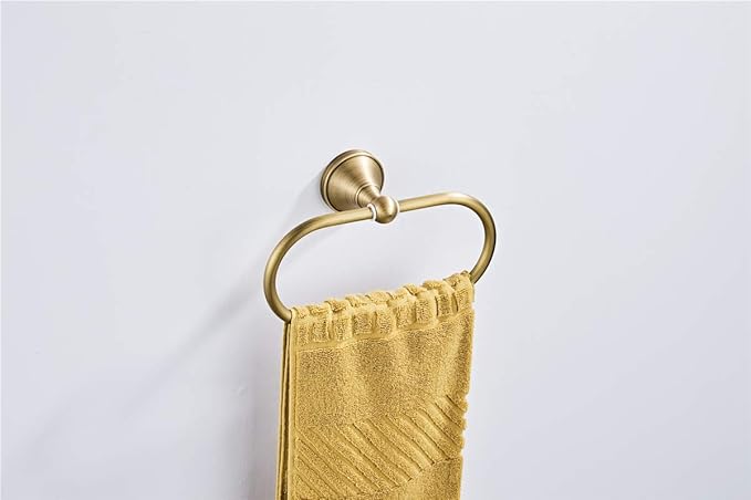 Flybath Oval Towel Ring Antique Brass Hanger Hand Towel Holder for Bathroom Kitchen Accessories Wall Mounted, Brushed Bronze