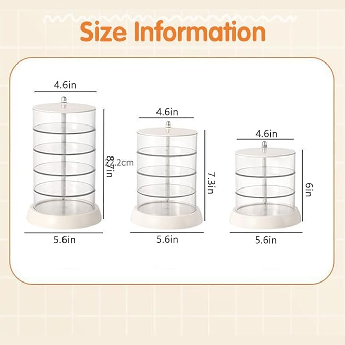 3/4/5-Layer Rotating Hair Accessories Organizer for Girls & Women - Clear Acrylic Jewelry Holder for Hair Bows, Clips, Ties, Headbands - Small Kids Hair Product Storage Box (5.6 * 6 * 4.6in)