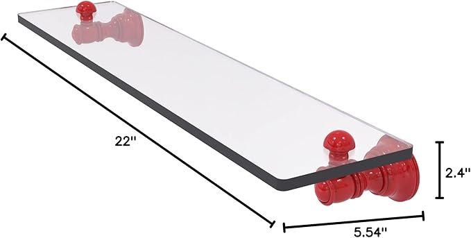 Allied Brass CL-1-22-FER Carolina Collection 22 Inch Glass Shelf, Fire Engine Red
