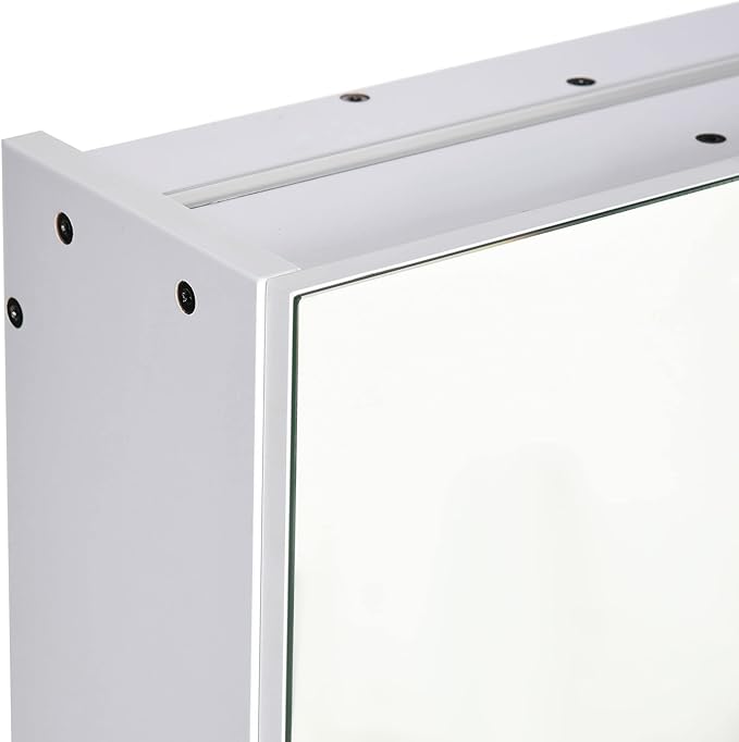 kleankin LED Medicine Cabinet, 35.5 x 29.5 Wall-Mounted Bathroom Vanity Mirror Organizer with Dimmer Touch Switch, Three Doors, and USB Charged, White
