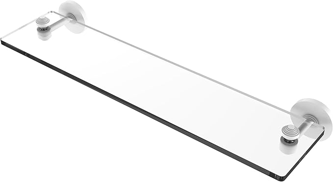 Allied Brass SB-1/22-WHM South Beach Collection 22 Inch Glass Vanity Beveled Edges Shelf, Matte White