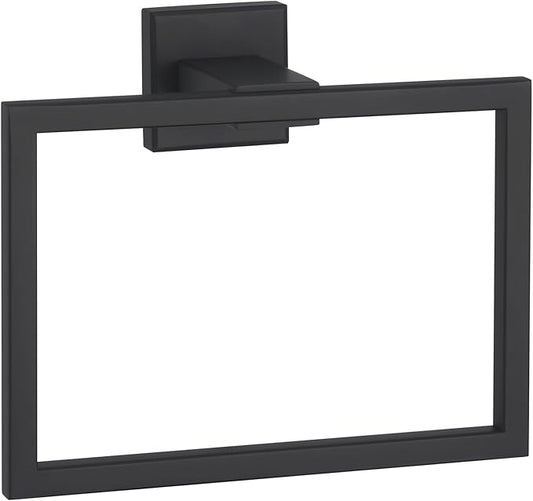 Angle Simple Towel Holder Matte Black, Stainless Steel Square Hand Towel Ring Rack Hanger for Bathroom Wall Mount, 7.09 Inches