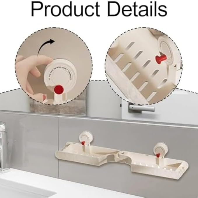 Compact Suction Cup Bathroom Shelf with Drainage Design for Neat and Dry Storage of Essentials (Pink)