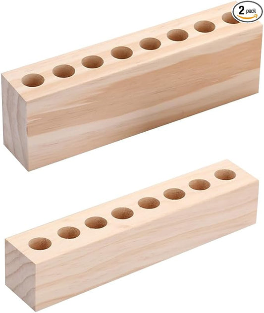 Healeved 2PCS Lipstick Organizer Wood Lipstick Holder Makeup Brush Holder Makeup Brush Display Rack Essential Oil Rack Stand Retail Lip Gloss Holder Cosmetics Storage Container for Vanity