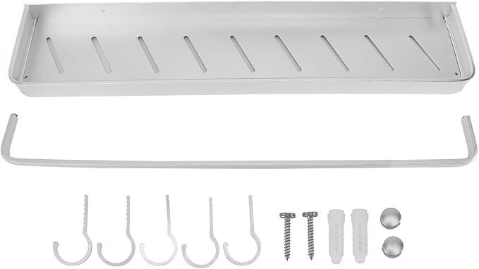 Space Aluminum Bathroom Shelf Wall Mounted Floating, 60cm Rust Storage Rack - Punch Free Installation, Large Capacity, Ideal for Kitchen and Laundry (with Hook)