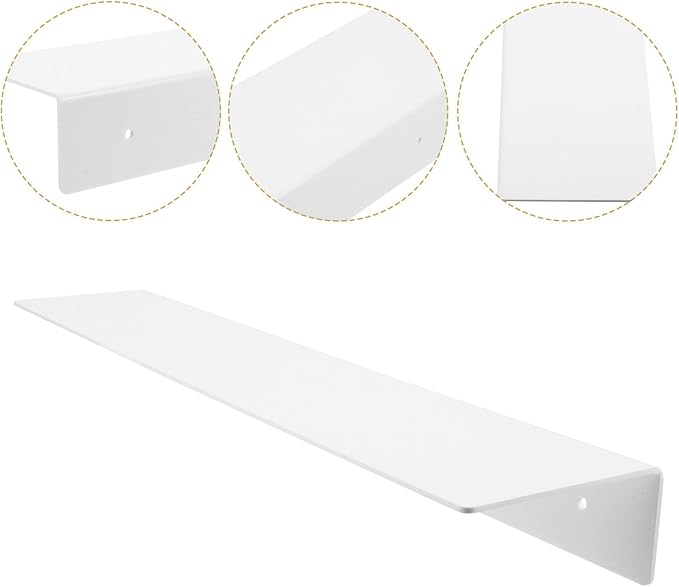 ibasenice Wall Mounted Adhesive Storage Rack 50x10cm White Floating Shelf for Bathroom Kitchen Gap Organizer No Drilling Shelf Divider Holder