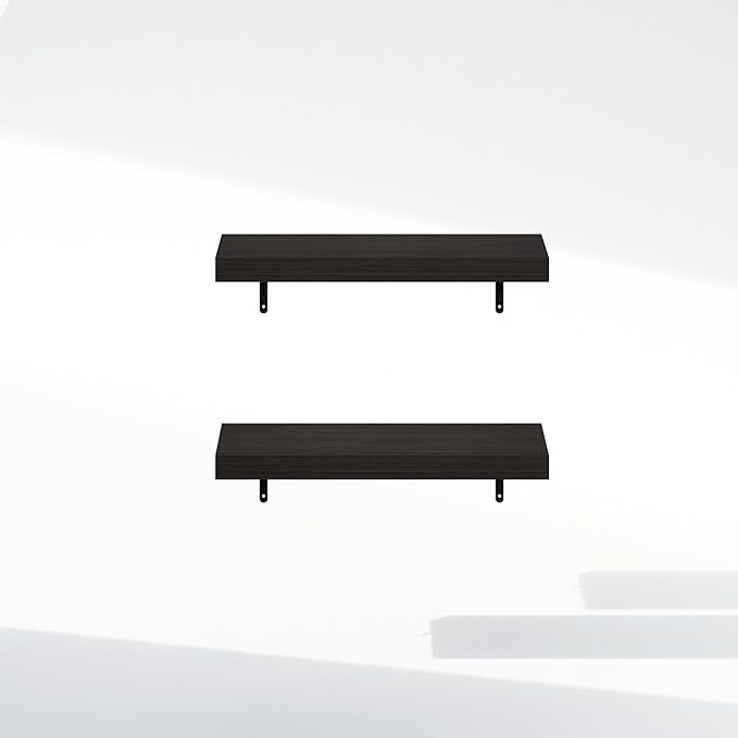 Furinno Tanna Floating Shelves for Wall Set of 2, 22-Inch Bathroom Wall Shelf, Wall Mounted Shelf, for Bathroom Organizers and Storage, Living Room, Tobacco Oak
