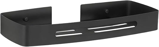 HEEPDD Bathroom Shelf, Matte Black Wall Mounted Stainless Steel Drain Rack for Toiletries, with No Drill Installation for Renters, Holds 8 kg, 30.5 x 12.7 x (Black Single Layer Rack (No Drill