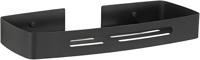 Bathroom Shelf, Matte Black Stainless Steel Wall Mounted Drain Rack, Toiletries Organizer with No Drill Installation, Holds Up to 8 Kg, Ideal for Bathroom Storage (Black Single Layer Rack