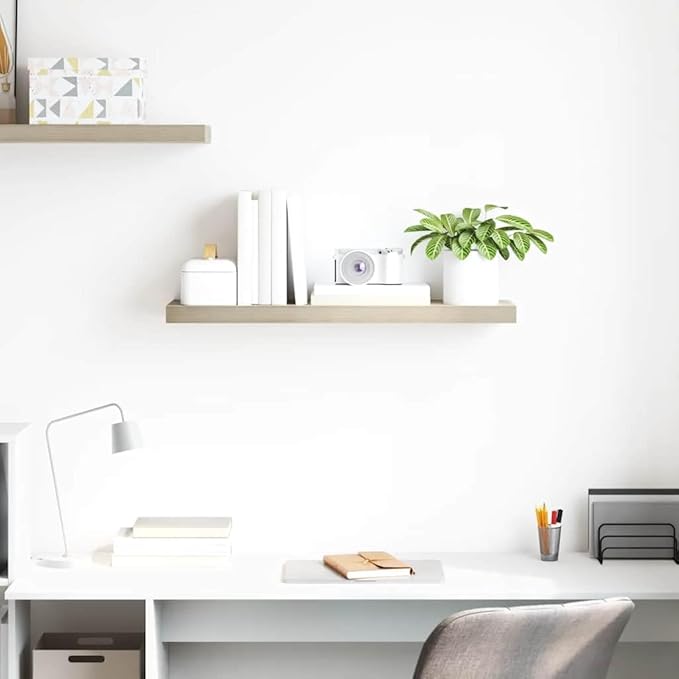 Floating Wall Shelf Oak 31.5 Inch, Invisible Mounting Modern Display Shelf for Living Room, Office, Honeycomb MDF and Metal Frame, Holds 22 lbs for Books, Decor, Awards, Easy Installation
