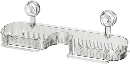 Suction Bathroom Shelf with Drain Holes Space Efficient Storage for Toiletries Cosmetics Laundry Room Supplies Multipurpose Suction Shelf