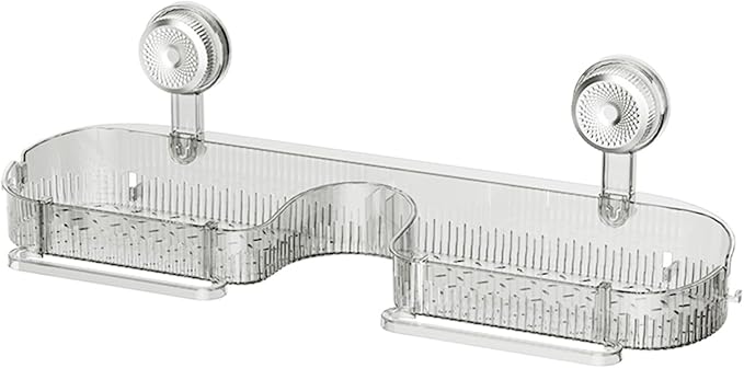Removable Bathroom Storage Rack Suction Rack for Shampoo Bottles Kitchen Stand with Drain Holes Non-Slip Stand Rent-Friendly Bathroom Shelf