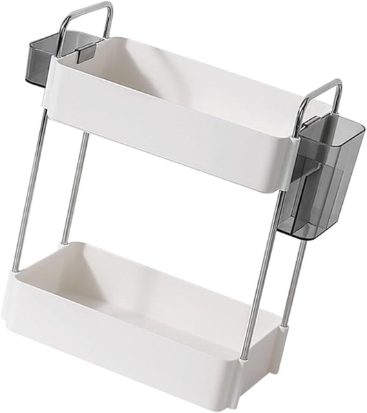 ABOOFAN 2 Double Shelf Bathroom Sink Organizer Countertop Bedroom Storage Shelf Bathroom Toiletry Organizers Bathroom Storage Rack Bathroom Organizer Skincare Organizer Counter Organizer