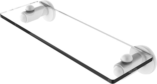 Allied Brass SH-1/16-WHM Soho Collection 16 Inch Glass Vanity Beveled Edges Shelf, Matte White