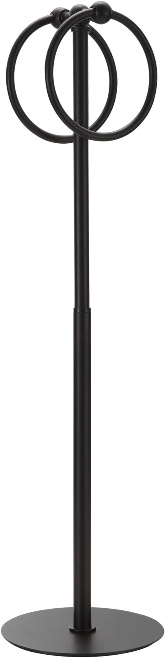 Adjustable Black Towel Rack,Freestanding Bathroom Towel Holder