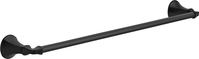 DELTA FAUCET Rubber Limited 76424-BL Ashlyn 24-in Wall Mount Towel Bar Bath Hardware Accessory in Matte Black
