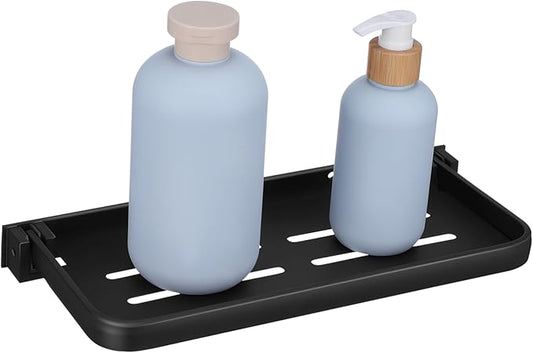 ERINGOGO Foldable Bathroom Shelf Hidden Metal Wall Storage Rack for Sink and Laundry Room Space Saving Vanity Tray for Laundry Storage and Organization