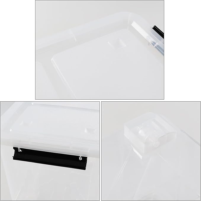 4-Pack 35 Quart Plastic Storage Bin with Secure Lid and Latching Buckles, Stackable Wheeled Container Box