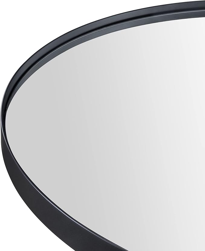 Matte Black Oval Recessed Bathroom Medicine Cabinet with Mirror Stainless Steel Metal Framed Oblong Pill Shaped Bathroom Cabinet with Mirror 16x33''
