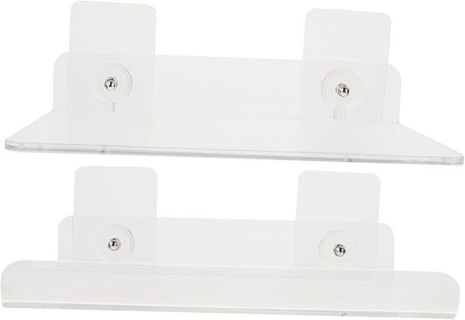 VILLCASE 2Pcs Wall Mounted Acrylic Storage Rack Punch-Free Shelves for Bathroom and Kitchen Organization Sturdy and Stylish Shelving Solution
