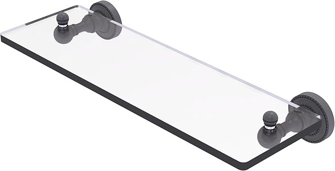 Allied Brass DT-1/16-GYM Dottingham Collection 16 Inch Single Glass Shelf, Matte Gray