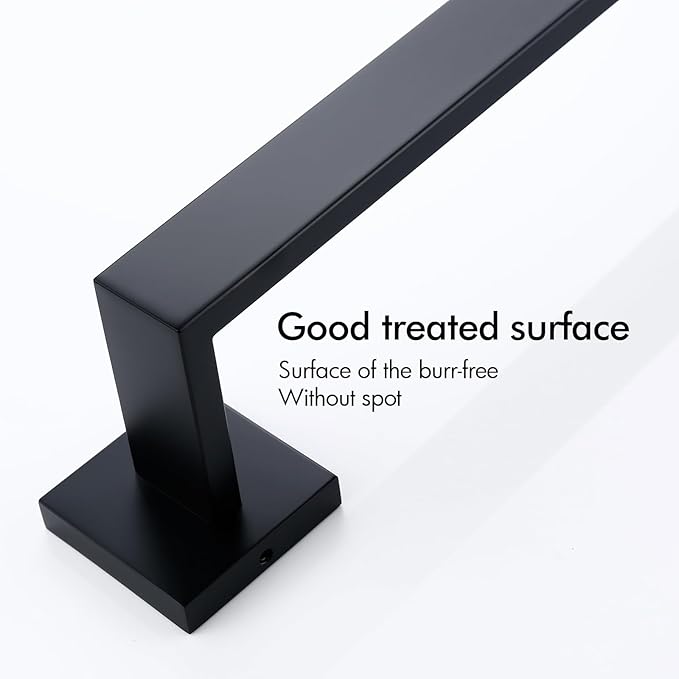 BANOLUX Towel Rack, 12-Inch Towel Bars for Bathroom, Plainshe Towel Rail Towel Racks for Bathroom Wall Mount SUS304 Hand Towel Holder Heavy Duty, Matte Black Towel Bar 2 Pack, A7-TB-MB-12IN-2PACK
