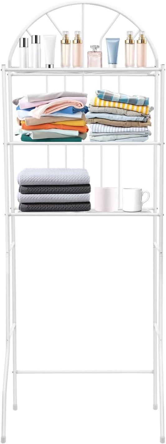 3-Tier Over The Toilet Shelf, Freestanding Bathroom Organizer Bathroom Rack Over Toilet Space Saver 55lbs Capacity Corner Stand Storage Organizer for Bathrooms Toilets Balconies