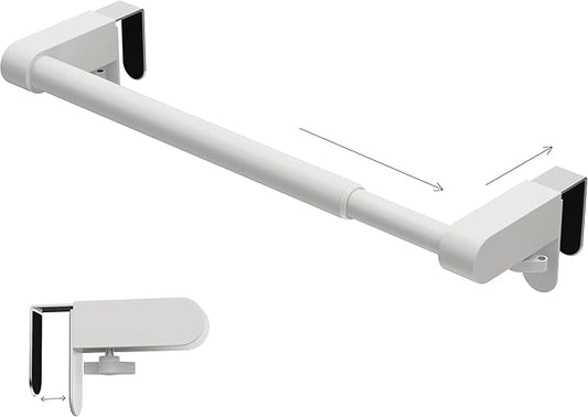 VEHHE Hand Screwed Telescopic Over Cabinet Door Towel Rack, Adjustable Length and Width Dish Towel Holder, Kitchen Towel Rack with EVA Foam Pad (White)