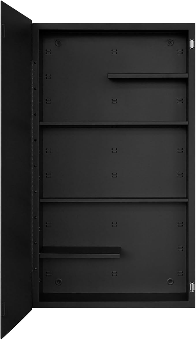 Fundin Black Medicine Cabinet Recessed or Surface Mount, Bathroom Medicine Cabinet with 20 x 36 Mirror Size and Adjustable Staggered Shelves